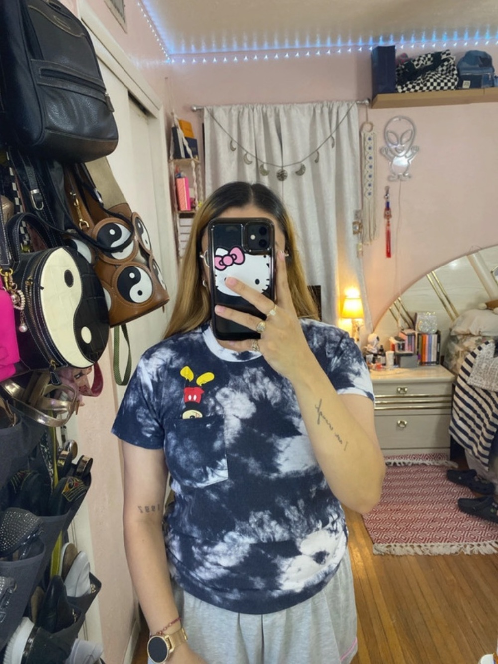 Disney Tie-Dye Graphic Pocket Tee - Navy and White